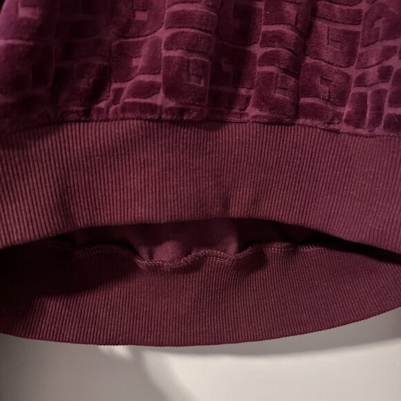 Guess After Party Velour Burgundy Cropped Hoodie Women's Size Medium Loungewear - Picture 7 of 15
